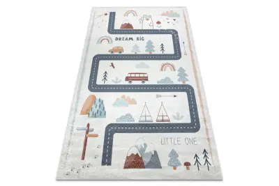 BAMBINO 46980 pralna preproga Gozd, ulice za otroke protizdrsna - belo / zelena 160x220 cm