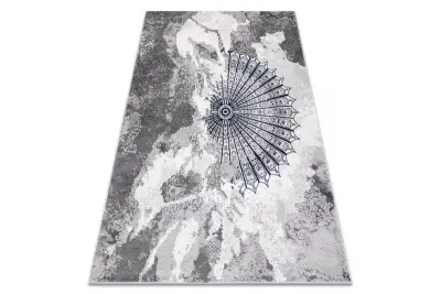 Preproga ALLURE 5715 Abstrakcija - strukturna, elegantna, glamur svetlo siva / temno modra 140x190 cm