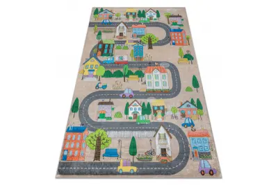 BAMBINO 34600 pralna preproga Mesto, ulice za otroke protizdrsna - bež / siva 80x150 cm
