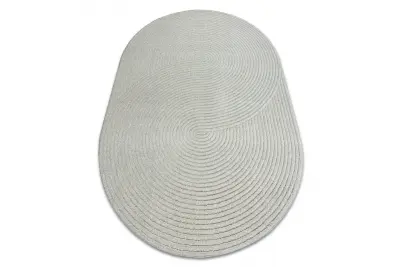 FLUX ovalna 461.67.AE503 volnena preproga OSTA - geometrijska, strukturna, loft modra / siva 200x300 cm