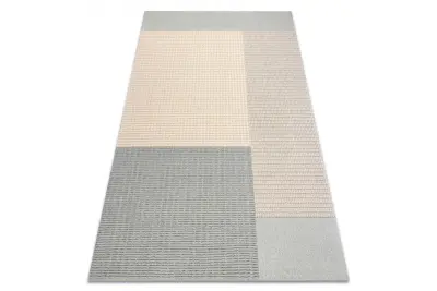 FLUX 461.9.AE500 volnena preproga OSTA - geometrijska, strukturna, loft modra / smetana 60x120 cm