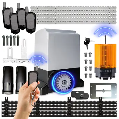 Pogonski sklop za drsna vrata 1500 kg + 4 daljinski upravljalniki + LED-svetilka