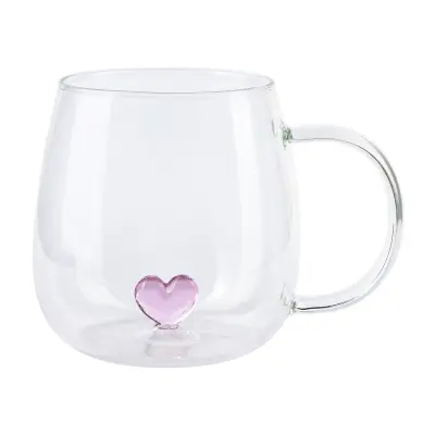 Skodelica steklo PETER HEART 400 ml 7,5x11,5x9,5 cm prozorna 1 kos