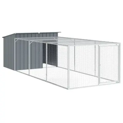 vidaXL Pasja uta z ograjo antracitna 153x396x110 cm pocinkano jeklo