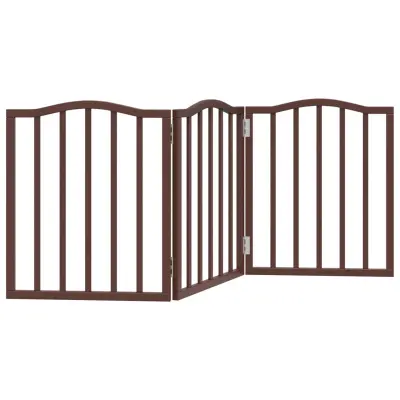 vidaXL Vrata za pse zložljiva 3 paneli rjava 150 cm topolovina