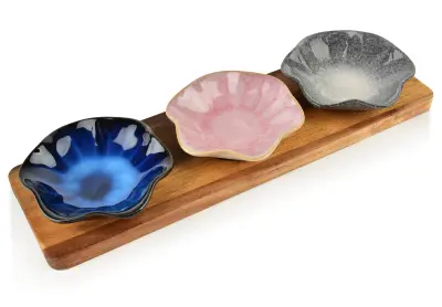 Deska s skodelicami porcelan MODERN KITCHEN 33x10 cm multikolor 1 kpl