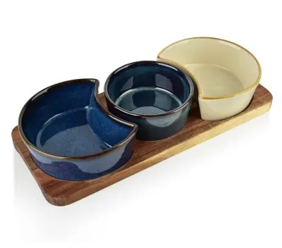 Deska s 3 skodelicami Les (akacija) MODERN KITCHEN 26,5x11 cm večbarvna komplet