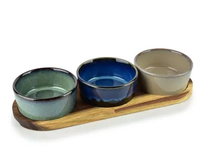 Deska s 3 skledami porcelan Modern Kitchen 28x9,5x1,2 multicolor 1 kpl