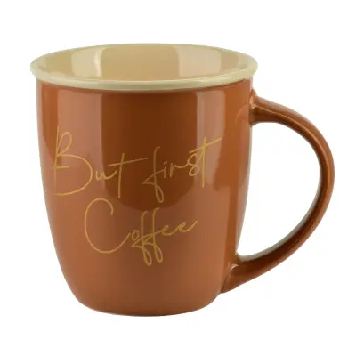 Skodelica porcelan Hendia Coffee Time 330ml 9x13x10 cm rjava 1 kos