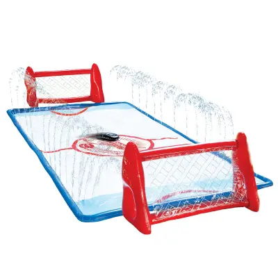 Wham-O Slip N Slide Vodni Klatski Hokej Set za Vrt – 2 Opušljivi Golovi, 2 Palice in 1 Opušljiv Poganjalec za Zabavo na Travi