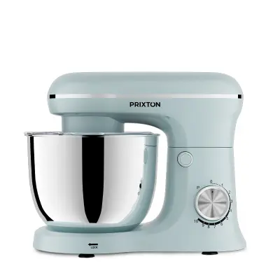 PRIXTON Planetarni Mešalnik KR250, 1500 W, 10 Hitrosti, 5 L Inox Posoda, 3 Nastavki, Prozoren Pokrov, Modra