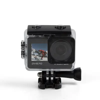 PRIXTON Športna Kamera DV670, Ločljivost 4K, Dvojni Zaslon, WiFi in Mobilna Aplikacija, Optični Stabilizator