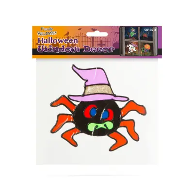 Dekoracija okna za noč čarovnic - barvit, bleščeč pajek