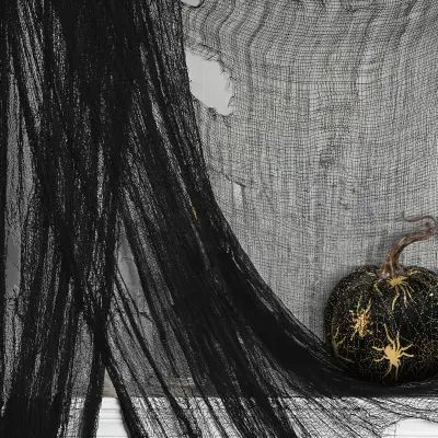 Zavesa za noč čarovnic - črna, blago - 180 x 75 cm