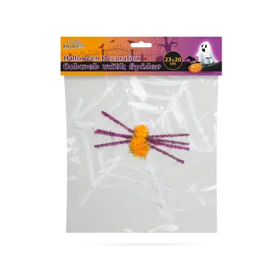 Pajčevina s pajkom - dekoracija za noč čarovnic - bela