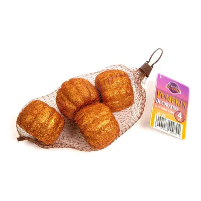 Dekoracijska buča za noč čarovnic - 5,2 cm - pena - bleščeča - 4 kos / paket