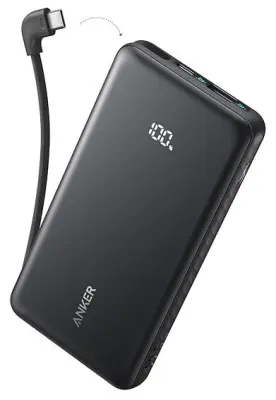 Polnilna baterija ANKER ZOLO 10K/22,5 W + kabel USB-C, črna