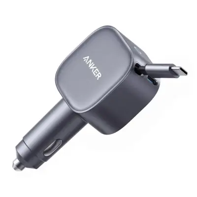 Avtopolnilec ANKER NANO, 75 W, izvlečni USB-C kabel
