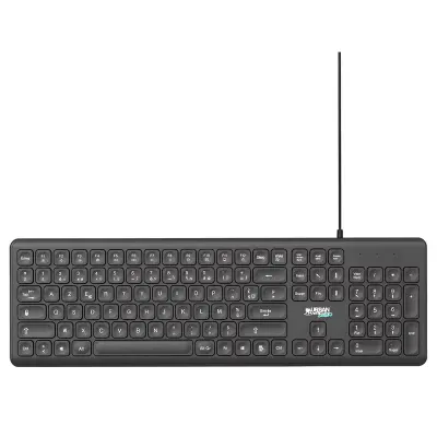 URBAN FACTORY, Žična tipkovnica USB-A / USB-C za PC, model Cyclee, polna tipkovnica, Črna
