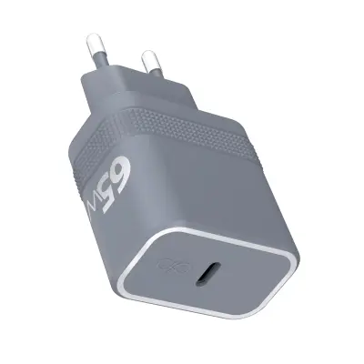 Force Power, USB-C 65W napajalnik Power Delivery UltraGaN hitro polnjenje, Siva