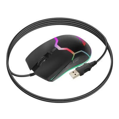Swissten, Miška za računalniške igralce z RGB osvetlitvijo 800-7200 DPI s 6 gumbi, Črna