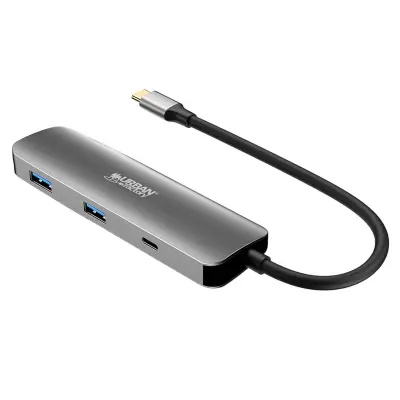 URBAN FACTORY, USB-C 4-v-1 večvratni hub HDMI 4K / 2 USB-A 3.0 / USB-C 3.0 PD 100W, Siva