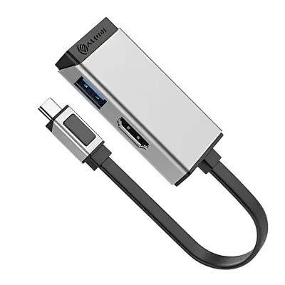 A-Logic, HUB 2 v 1 USB-C na HDMI 4K 60Hz in USB-A 3.2 MagForce serija, Črna / Srebrna