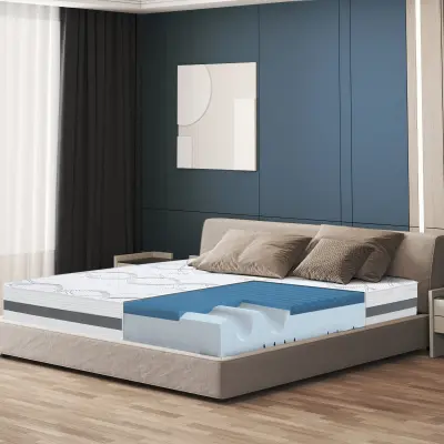 The White Stone Vzmetnica Memory Pena 155x190 cm Višina 22 cm | Hipoalergena in Zračna Prevleka | Ortopedske Prilagodljive Lastnosti | Srednje-Trda