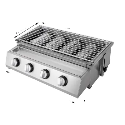 Plinski žar, 4 gorilniki, nastavljiva višina žara, srebrna