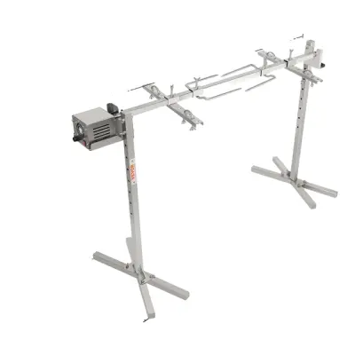 Električni BBQ rotisserie grill komplet, težka izvedba, avtomatski motor, višinsko nastavljiv stojalo, 41KG