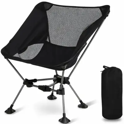 Prenosni zložljiv stol 55×62×30 cm, ergonomski, črn z Oxford blazino | PACKSEAT