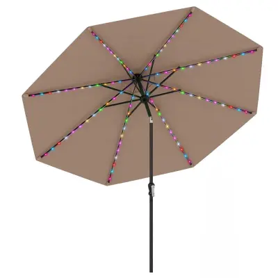 Vrtni dežnik z ročajem z ročico Sončnik z barvnimi lučmi LED