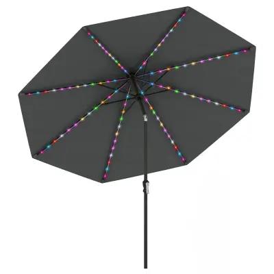 Vrtni dežnik z ročajem z ročico Sončnik z barvnimi lučmi LED