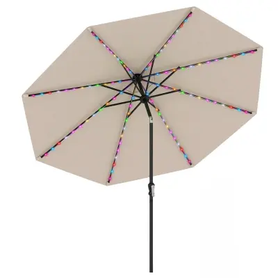 Vrtni dežnik z ročajem z ročico Sončnik z barvnimi lučmi LED