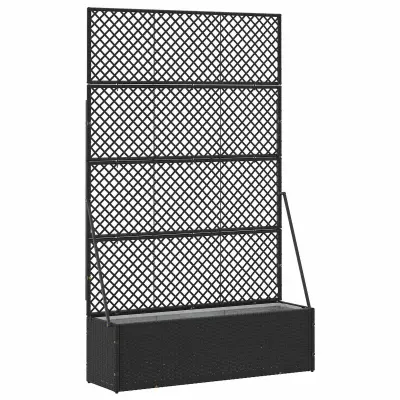 vidaXL Gredni pergola sadilnik Črna 105 x 30 x 170 cm Kovina