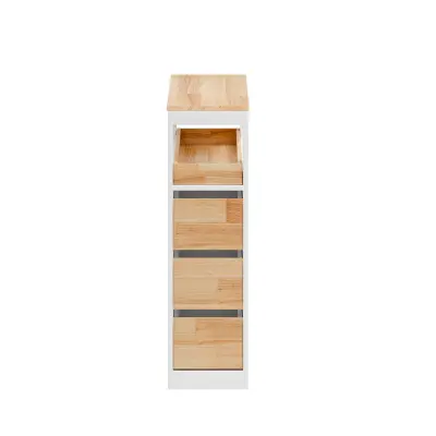 SoBuy Nizka kopalniška omara s tremi predali Bela 65x23x82cm Minimalističen BZR54-IV-WN