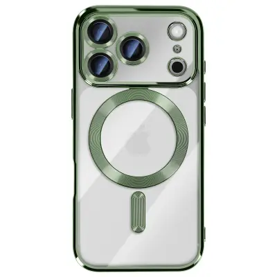 Ovitek za iPhone 17 Pro, združljiv z MagSafe, s kromiranim robom, Zelena