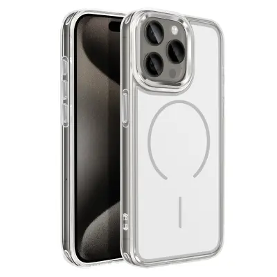 Ohišje MagSafe za iPhone 15 Pro hibridna ojačana zasnova, Bela