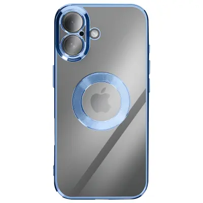 Ovitek za iPhone 17 s Kromiranim Robom iz Mehkega Silikona, Svetlo modra