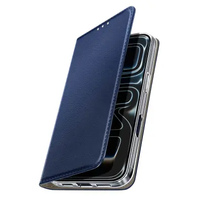 Folio Etui za iPhone 17 Pro Max z Držalom za Kartice in Funkcijo Stojala za Video, Modra noč
