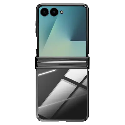 Ovitek za Galaxy Z Flip 7, kromiran z zaščito tečaja, Črna