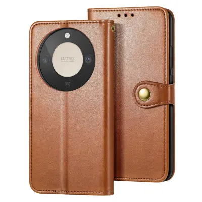 Folio denarnica ovitek za Honor Magic 8 Lite z zapestnim trakom in držalom za kartice, Rjava