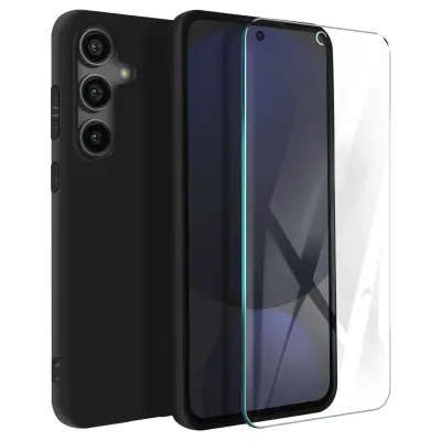 3mk, Ovitek za Galaxy S24 FE, ultra tanek, mat, odporen na udarce, s kaljenim steklom Hardglass 9H, Črna