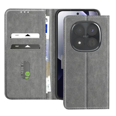 Denarnica etui Xiaomi Redmi Note 15 Pro Plus 5G Chesterfield Funkcija stojala, Siva