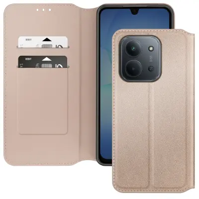 Magnetna preklopna denarnica za Xiaomi Redmi 15C s stojalom za video, Zlata