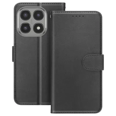 Preklopna torbica za Xiaomi 15T, imitacija usnja, z držalom za kartice in funkcijo stojala, Črna