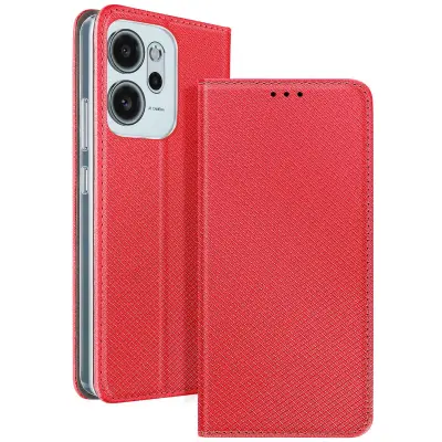 Ovitek za Oppo Reno14 F / FS z rebrastim učinkom, z držalom za kartice in funkcijo stojala, Rdeča