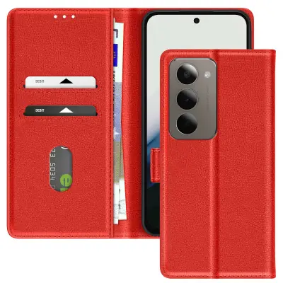 Denarnica za Xiaomi Redmi 15 5G Chesterfield z zrnatim vzorcem in funkcijo stojala, Rdeča