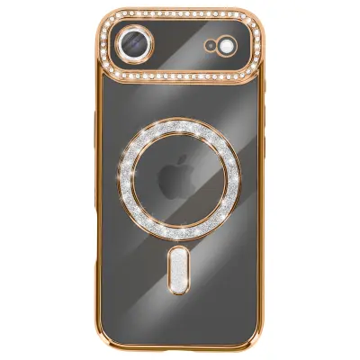 Ovitek za iPhone Air, združljiv z MagSafe, z okrasnim obodom iz strasa, Zlata