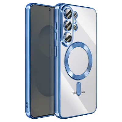 Ovitek za Galaxy S26 Ultra, združljiv z MagSafe, s kromiranim robom, Modra